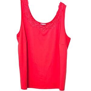 CATHERINES SLEEVELESS PULL-OVER SHELL-TOP, WOMENS, 2X-22/24, DEEP PEACH, LACE